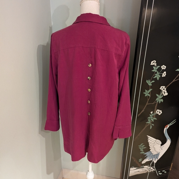 Soft Surroundings Hutton Popover Blouse Wmns Large PinkPurple Tencel Lyocell 136 - Picture 6 of 12